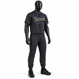 Custom Men's Baseball Uniform Set Pinstripe Jersey & <b>Pants</b> Breathable Polyester Team Sportswear Sublimation Baseball Kit OEM - Product Image 3