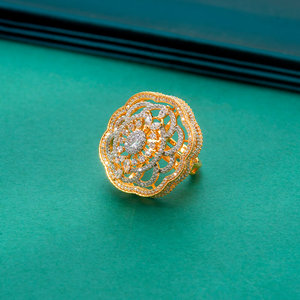 Dernière conception de marché Bague de doigt réglable classique Bagues à la mode en plaqué rhodium 2 tons - Product Image 1