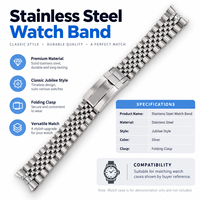 Bracelet de montre de luxe étanche en acier inoxydable 904L de 20 mm, maillons en métal massif avec fermoir déployant, bracelet de remplacement OEM