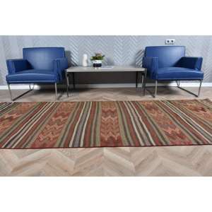 Turkish Rug, <b>Runner</b> 3.7x9.9 ft Rug, Kilim <b>Red</b> Solid Rug - Product Image 3