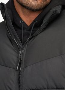 Support de veste universitaire d'hiver formelle enduite imprimée sur mesure, chaud, coupe-vent, fermeture à un bouton, techniques tissées isolées et décontractées - Product Image 3