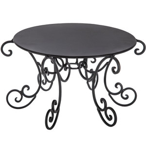 Support à gâteau élégant en fer forgé, support rond en métal noir pour la présentation de desserts, pour la décoration de table de mariage et de fête, support à gâteau en métal - Product Image 1