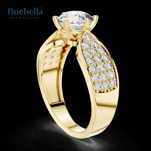 Anillo de Bodas de compromiso de racimo chapado en oro de 18 quilates de Plata de Ley 925 Original de gran oferta para hombres - Product Image 3