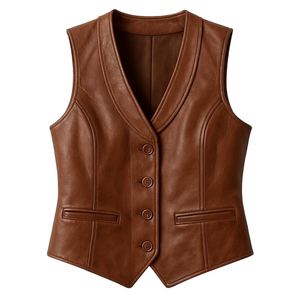Gilet en cuir élégant pour femmes, conçu pour les tenues de tous les jours, ajoutant une touche raffinée et sophistiquée avec des matériaux de haute qualité - Product Image 2
