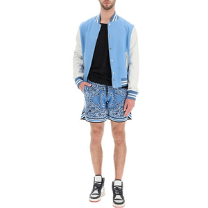 Veste de Baseball en Laine pour Homme avec Manches en Rexine Design Uni Couleur Contraste des Bordures et Poches à Fermeture Éclair Veste de Baseball pour Homme - Product Image 2