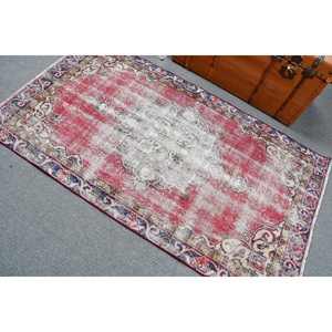 3.5x6.2 ft Turkish Rug, Rug, <b>Red</b> Camouflage Rug <b>Wool</b> - Product Image 4