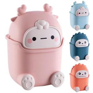 Odorless Desk Trash Can Cute Waste Paper Basket Trash Can Garbage Storage Box Durable Trash Bin With Lid Waste Bins Non-toxic