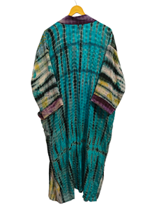 ชุดกิโมโนผ้าไหมส่าหรีลายดอกไม้แนววินเทจชุดคลุมส่าหรีชุดปาร์ตี้ชายหาดผ้านุ่มทำมือสไตล์อินเดีย - Product Image 5