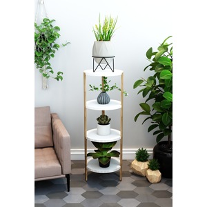 Tuna White 4-Tier Wooden Round Side Table, Plant Stand and <b>Decorative</b> <b>Shelf</b> - Product Image 3