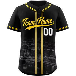 Maillot de Baseball personnalisé bon marché d'usine maillot d'uniforme d'équipe sportive de broderie maillot de Baseball boutonné à séchage rapide - Product Image 4