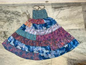 Vestido de Seda Reciclada con Patchwork Hecho a Mano: Falda Maxi Boho con Capas - Product Image 5