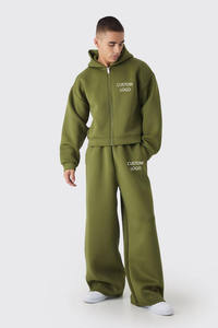 Conjunto Deportivo con Capucha para Hombre, Color Verde Oliva, Estilo Casual, Corte Holgado, Sudadera Larga, Pantalones Jogger, Ropa de Otoño, Tallas Grandes - Product Image 3