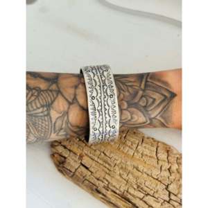 Navajo Handmade Stamped Sterling <b>Silver</b> <b>Cuff</b> <b>Bracelet</b> Cultural Collectible Jewelry - Product Image 2