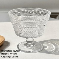 Vente en gros de tasses à dessert en verre modernes, 255 ml, à paroi simple, avec pied, pour la maison