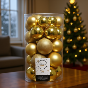 Amicasa 30-Piece Gold <b>Plastic</b> Christmas <b>Tree</b> Balls Set 9022900-Elegant Christmas Ball & <b>Tree</b> Ornaments - Product Image 3