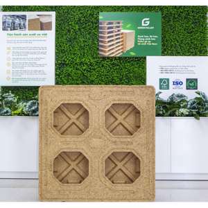 Palet Verde para la Industria, Madera Prensada, 4 Entradas, 1200x1000x142mm, Moldeado, para Transporte de Carga, Madera Reciclada, Ligero, Apilable - Product Image 6