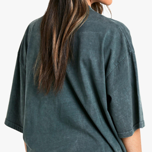 Vente en gros T-shirts surdimensionnés pour femmes de haute qualité Hip Hop vierge à col rond et à épaules tombantes Streetwear personnalisé uni 100% coton - Product Image 3