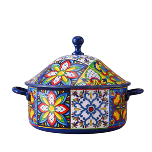 Casserole vintage à motifs floraux peinte à la main pour la cuisine et la décoration de la maison. - Product Image 2