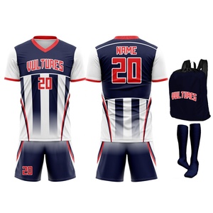 Uniforme de Fútbol de Manga Corta de Alta Calidad, Transpirable, de Secado Rápido, 100% Poliéster, Cuello en V, Cintura Elástica, con Logotipo Personalizado en la Parte Delantera - Product Image 1