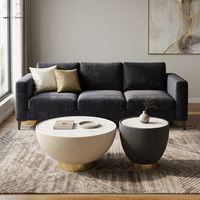 Nouveau Design Table Basse Ronde Moderne en Pierre Frittée Façon Z de Luxe pour Salon et Café, avec Base en Acier Inoxydable