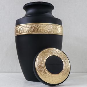 โกศเผาศพอลูมิเนียมสีดำและสีทองสำหรับเถ้ามนุษย์ทำด้วยมือสำหรับเก็บขี้เถ้าอลูมิเนียมทองเหลืองโกศเผาศพโกศอินเดีย - Product Image 6