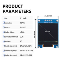 Layar OLED GoldenMorning 1.1 Inci 96x96 Pengontrol SH1107 Antarmuka I2C Modul 4-Pin Monokrom Putih Suhu Operasi