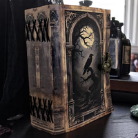 Carnet en cuir Grimoire Corbeau Raven, Livre des Ombres Horreur Nocturne, 200/400 pages à bords festonnés, Livre de sorts gothique, Cadeau pour la Fête des Mères