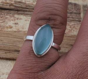 แหวนมาร์กีเซเซเซเซิลสีฟ้าธรรมชาติชุบเงินสเตอร์ลิง925ขนาด8x10มม. เครื่องประดับแฟชั่นทำมือสำหรับผู้หญิง - Product Image 3