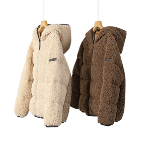 Veste en duvet d'oie pour femme polaire et capuche coupe régulière café/beige coupe-vent et vêtements d'extérieur d'hiver élégants Technique lavée - Product Image 3