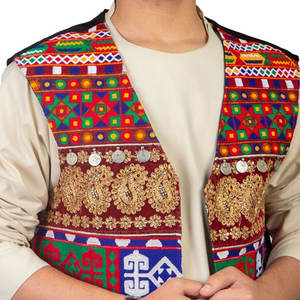 Gilet traditionnel de couleur Multiple pour le travail, brodé, Vintage, Pashtun, tribal, ethnique - Product Image 3