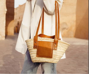 Sac en paille magnifiquement fait main, panier en paille, sac naturel, sac de plage, sac artisanal, sac marocain, panier marocain - Product Image 1