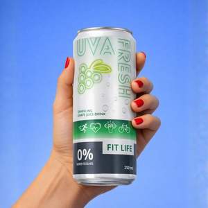 Jus de raisin blanc pétillant Uva Fresh 100% Airen 0,0% ABV Jus de raisin pétillant espagnol 250ml - Product Image 2