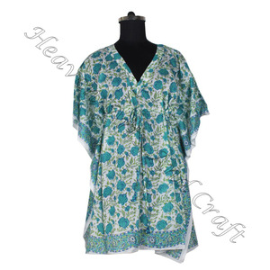 Nueva llegada 2024 indio bloque de mano estampado Kaftan Robe KFCS077 vestido de verano Kimono vacaciones vestido holgado ropa de mujer - Product Image 4
