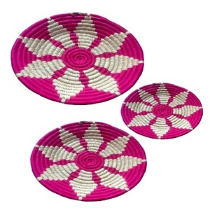 Cheap Price Unique <b>Rounded</b> Handcrafted Sabai Grass Woven Bamboo <b>Baskets</b> for Living Room Hanging Wall Decor Art Gallery - Product Image 1