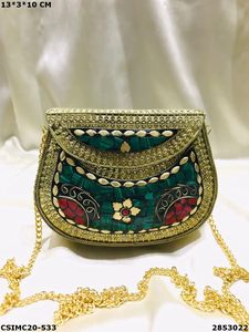 Sac de soirée élégant pour dames Designer Metal Mosaic Handcrafted Clutch - Product Image 5