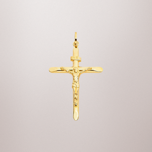 Colgante de Cruz de crucifijo Unisex chapado en oro amarillo de 14 quilates, abalorio de aleación de Metal cristiano religioso de moda con circón para niños - Product Image 6