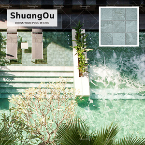 Giá bán buôn <span class=keywords><strong>Ming</strong></span> màu xanh lá cây đá cẩm thạch Gạch Mosaic hồ bơi gạch men sứ đánh bóng tráng men đá cẩm thạch cái nhìn tấm gạch - Product Image 6