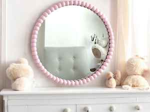 Miroir mural moderne pour chambre de bébé Grand miroir décoratif perlé Couleur personnalisée MDF Bois Fer Pas d'électricité requise Pendaison de crémaillère - Product Image 3