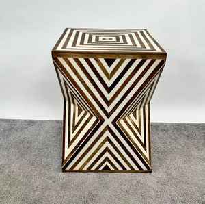 Console créative en incrustation d'os Protection de l'environnement Tabouret en bois vintage Coiffeuse Escabeau pour meubles de maison - Product Image 4