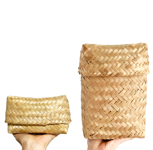 Boîte-cadeau en bambou tissé artisanal du Vietnam de haute qualité en gros, boîte à lunch artisanale, récipient alimentaire - Product Image 5