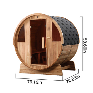 Sauna de Barril de Cedro Japonés Moderna para Exteriores, Directo de Fábrica, para 4 Personas, con Estufa Harvia, Uso Familiar, Sin Electricidad, Almacén en EE. UU. - Product Image 4