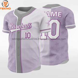 2025 sublimación personalizada béisbol Jersey hombres tiras camisetas rayas púrpura raya béisbol Jersey OEM ODM mantenido - Product Image 5