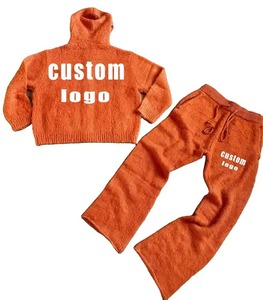 Sweats à capuche unis à manches longues personnalisés Survêtement évasé pour hommes Survêtement évasé de haute qualité avec logo Ensembles Streetwear - Product Image 6