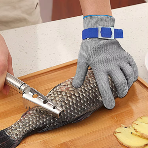 Gants en <span class=keywords><strong>maille</strong></span> d'acier inoxydable de qualité alimentaire, résistants aux coupures de niveau 9 ANSI/ISEA, longueur 26 cm, durables et respirants <span class=keywords><strong>pour</strong></span> - Product Image 3