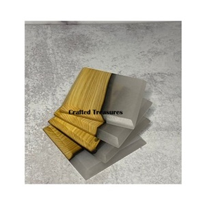 4 Pcs <b>Set</b> Round Wooden <b>Coasters</b> <b>Set</b> 4 Pcs with Holder Wood&Resin, Bar <b>Coaster</b> for Drinks, Bar Kitchen Home Apartment - Product Image 3