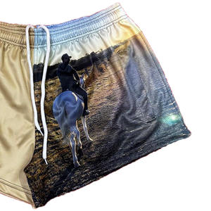 Shorts de sport pour homme 2025 personnalisés en maille tricotée 100 % coton respirant, motif uni, taille élastique, séchage rapide, écologiques - Product Image 3