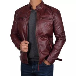 Chaqueta de Cuero Genuino Premium para Hombre, Estilo Motero Personalizado, Venta al por Mayor OEM - Product Image 1