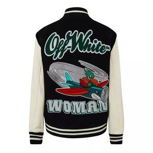 Chaqueta universitaria recortada personalizada para mujer, chaqueta con letras de escuela secundaria estilo béisbol, fabricación de chaqueta Bomber corta para mujer OEM ODM - Product Image 6