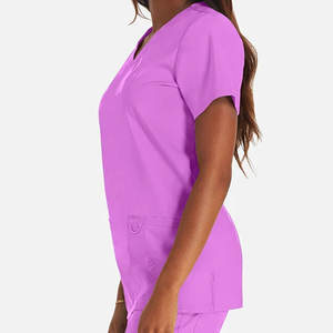 Uniformes médicaux d'hôpital personnalisés, blouses médicales, col rond, fermeture éclair, ensembles de blouses pour infirmières pour femmes avec logo personnalisé - Product Image 3