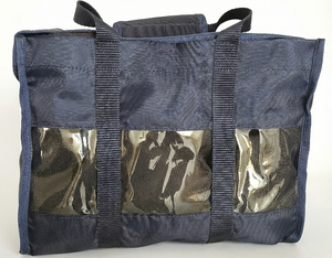 Sac de toilettage équestre Oxford bleu marine avec fermeture éclair, poches transparentes, design portable pour l'équitation, l'écurie et les voyages - Product Image 1